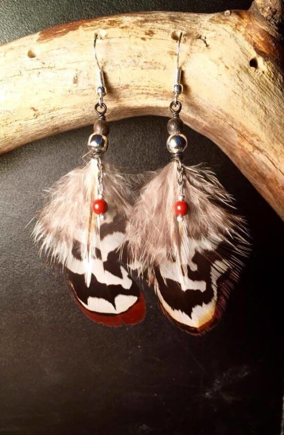 Boucles d'oreille jaspe rouge "Tricolore"