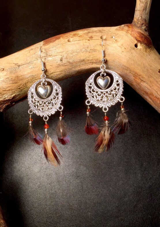 Boucles d'oreille bohème Cœur