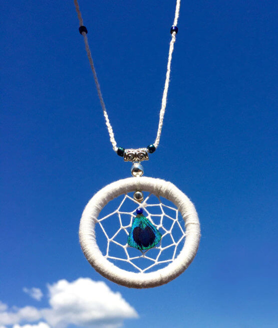 pendentif attrape-rêves  "cœur de paon"