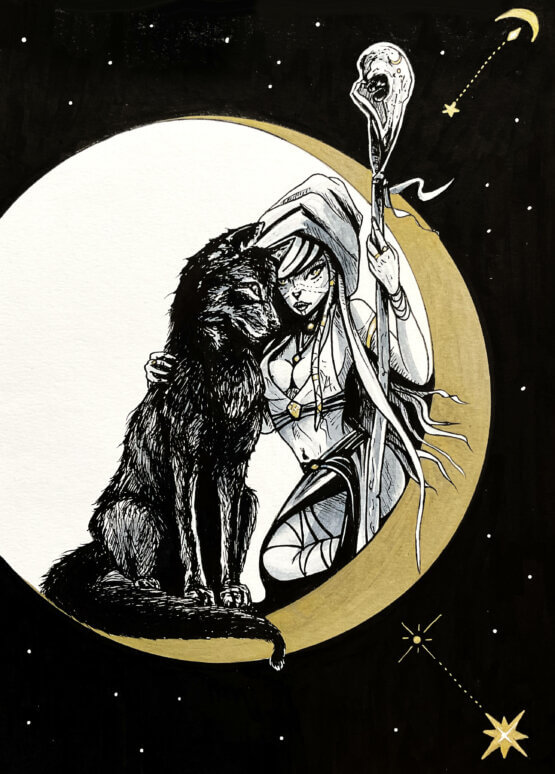 Wolf totem woman shaman
