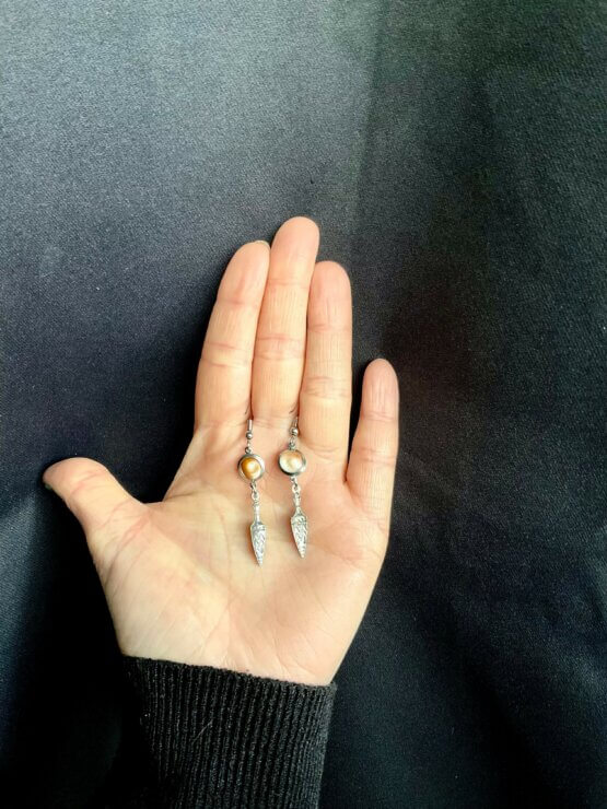 Boucles d'oreille véritable Œil de Sainte Lucie Corse, porte-bonheur – Image 3