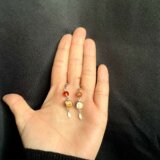 Boucles d'oreille véritable Œil de Sainte Lucie Corse et perles d'agates, porte-bonheur – Image 3