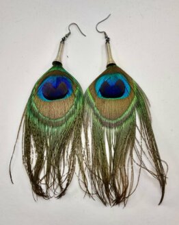Boucles d'oreille "Plumes de paon" perles d'hématites